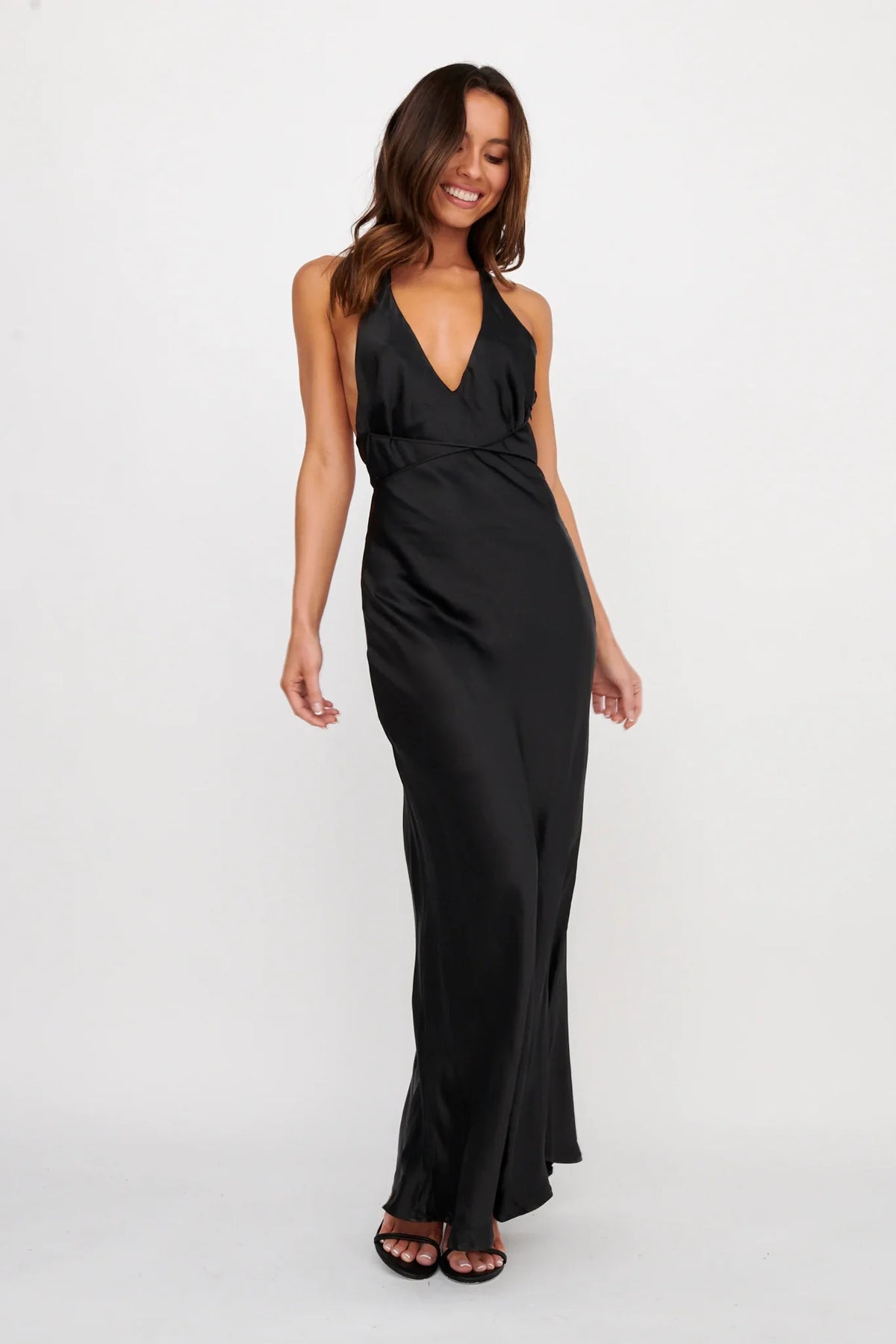 Alenni Halterneck V-Neck Maxi Dress Black