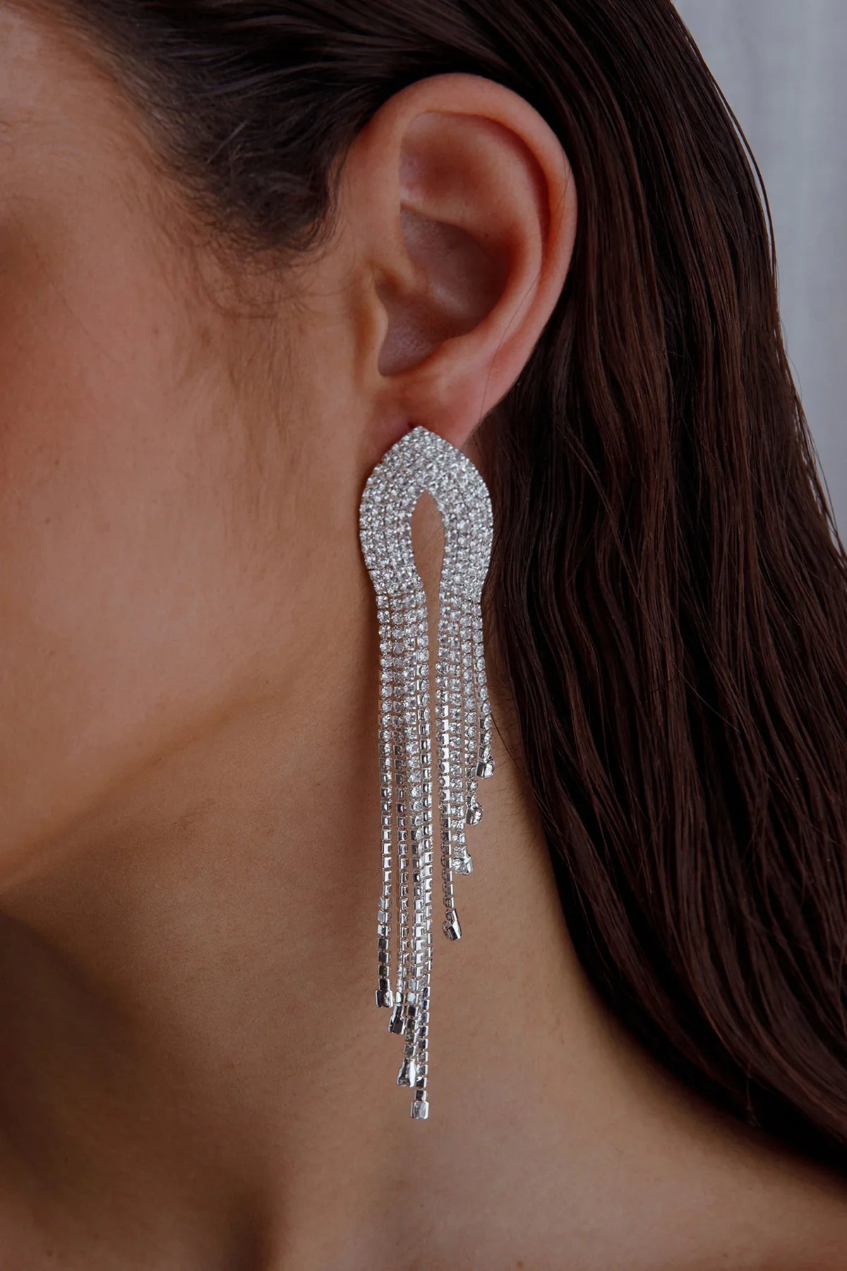 Khloe Diamante Tassel Earrings Silver