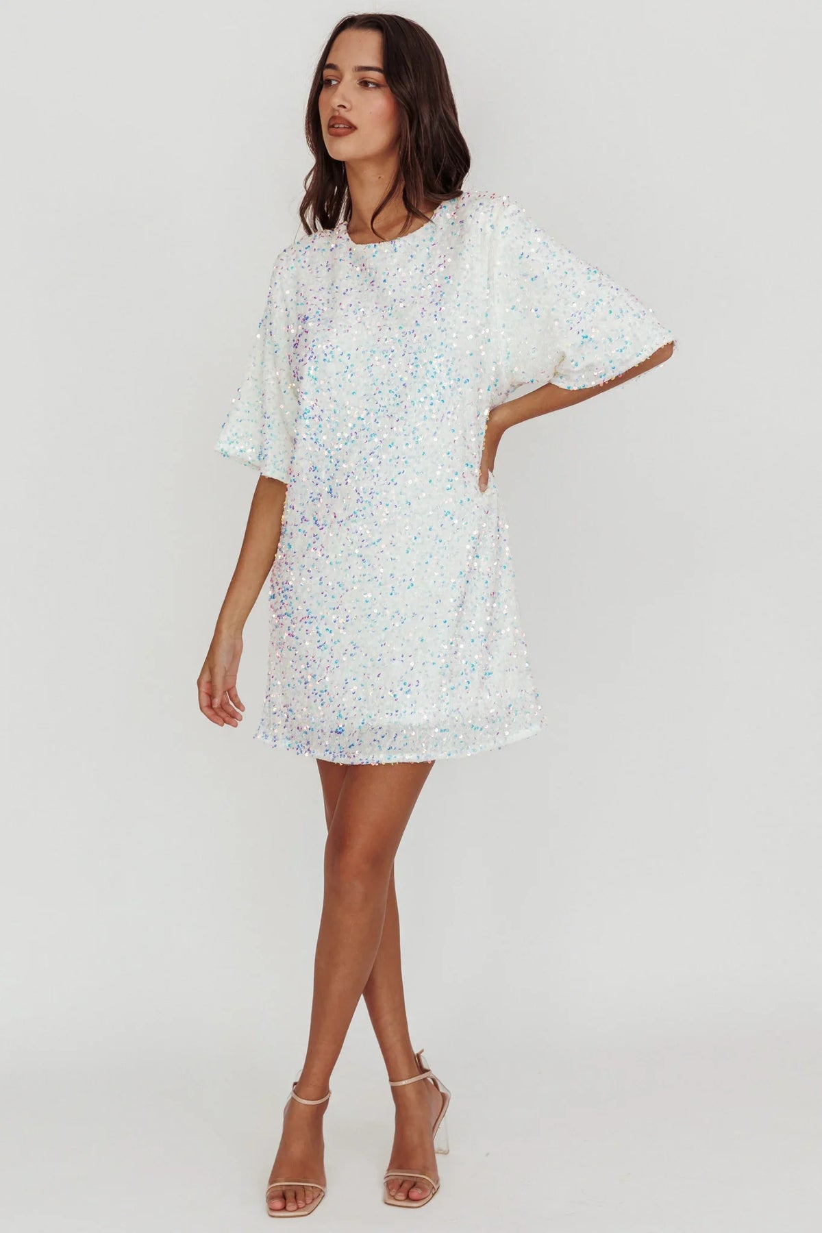 Miramar Backless Sequin Dress White