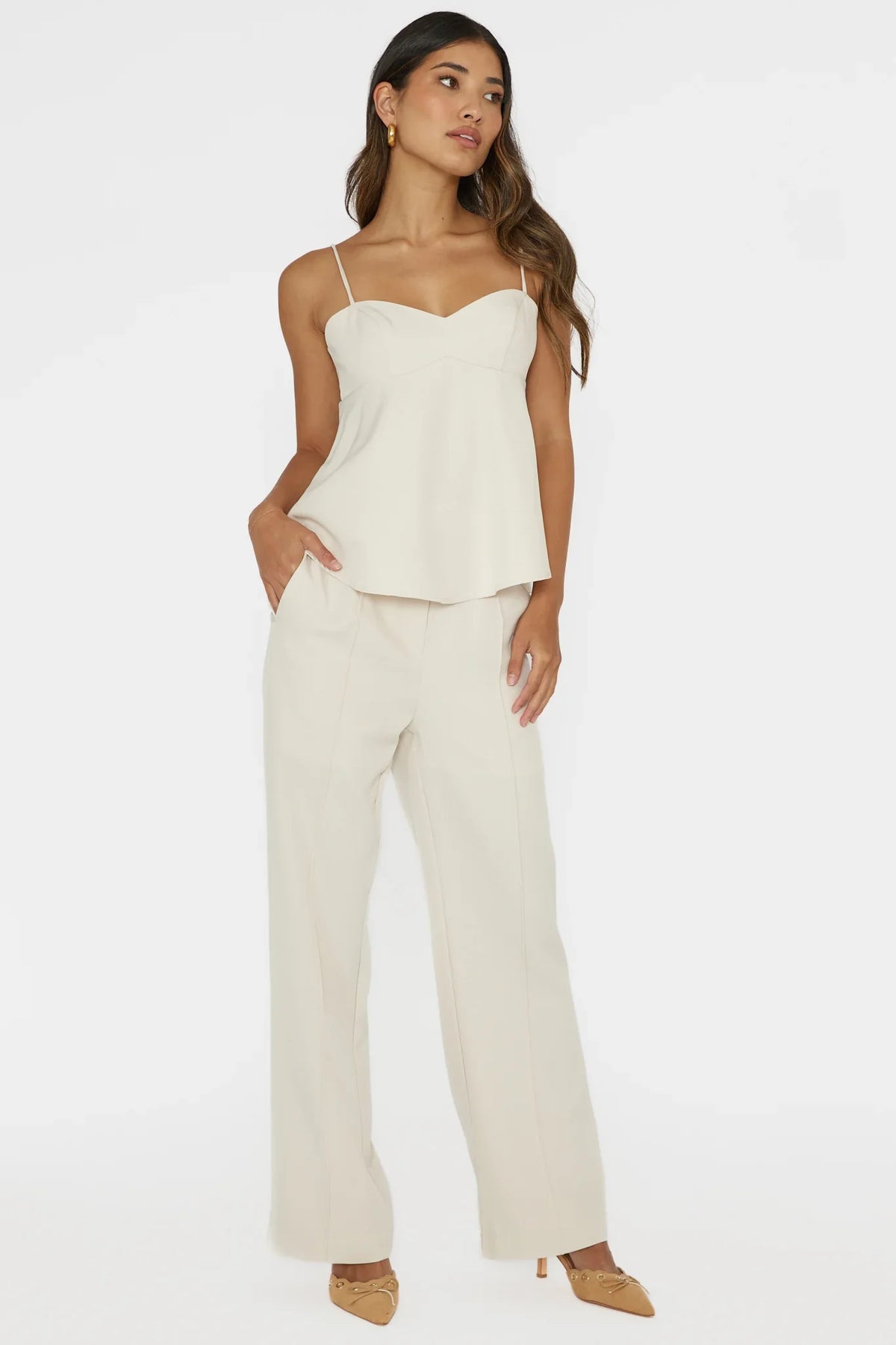 Mistie Pintuck Pants Bone
