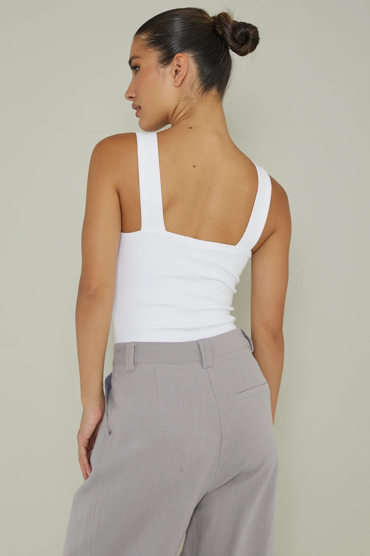 High Time Square Neckline Leotard White