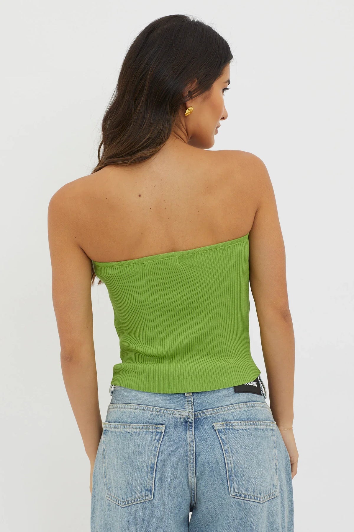 Flora Strapless Knit Top Green