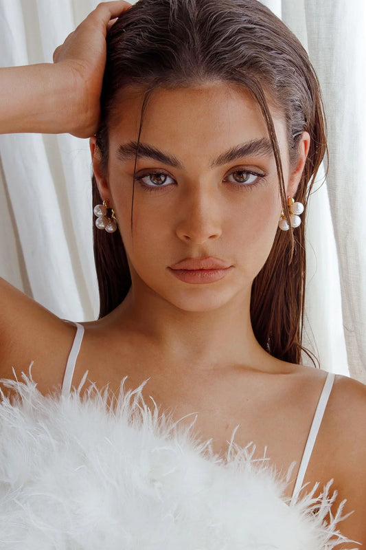 St Tropez Pearl Hoop Earrings Gold