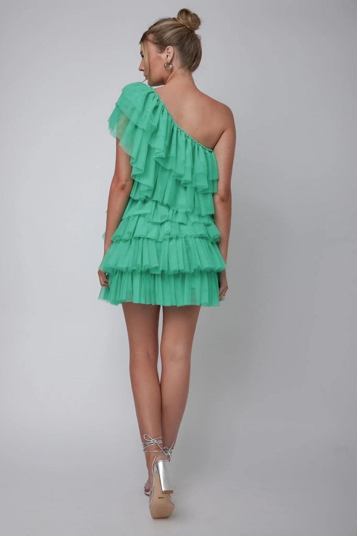 Tomi Layered Frill One-Shoulder Mini Dress Spearmint