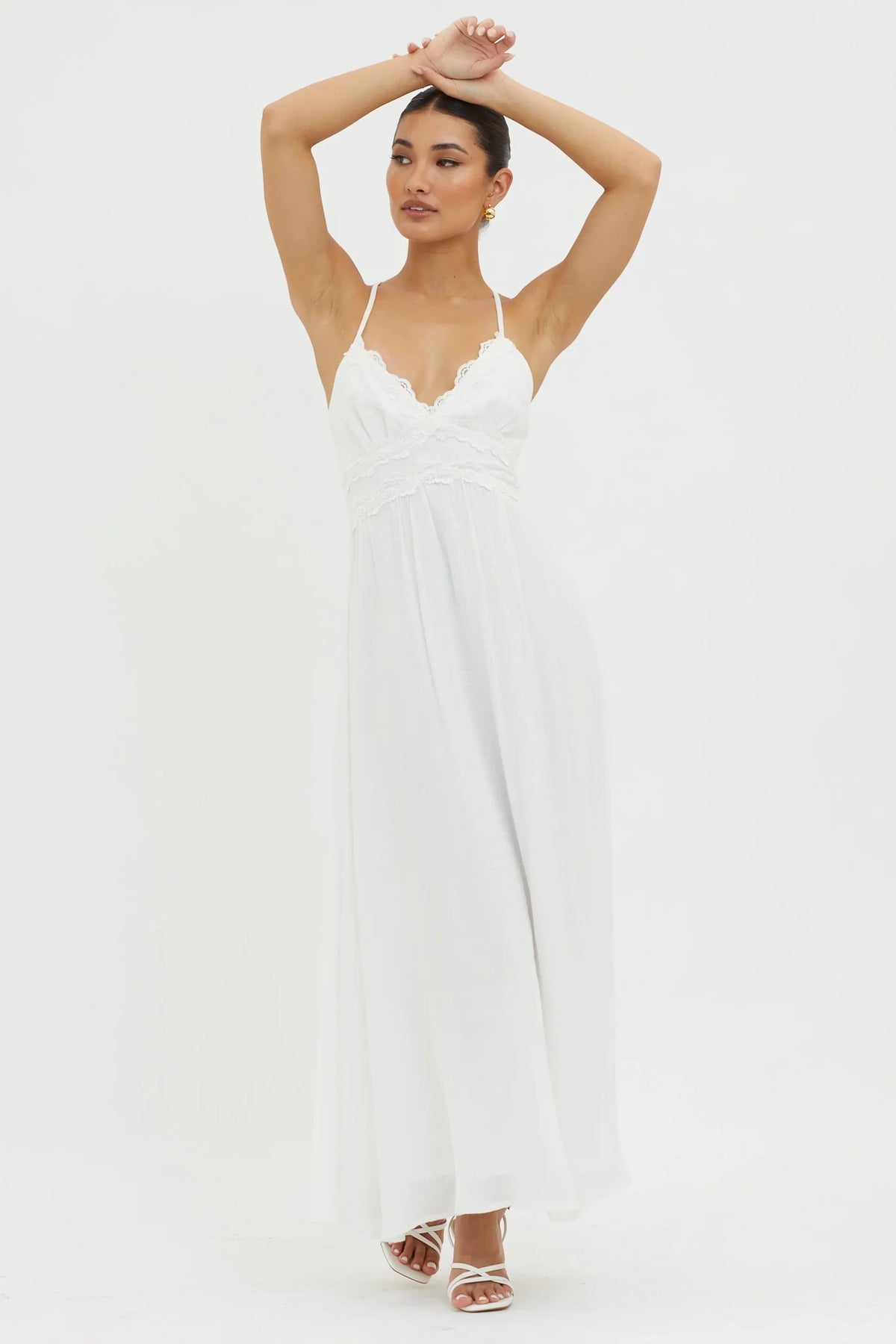 Slow It Down Lace Trim Maxi Dress White
