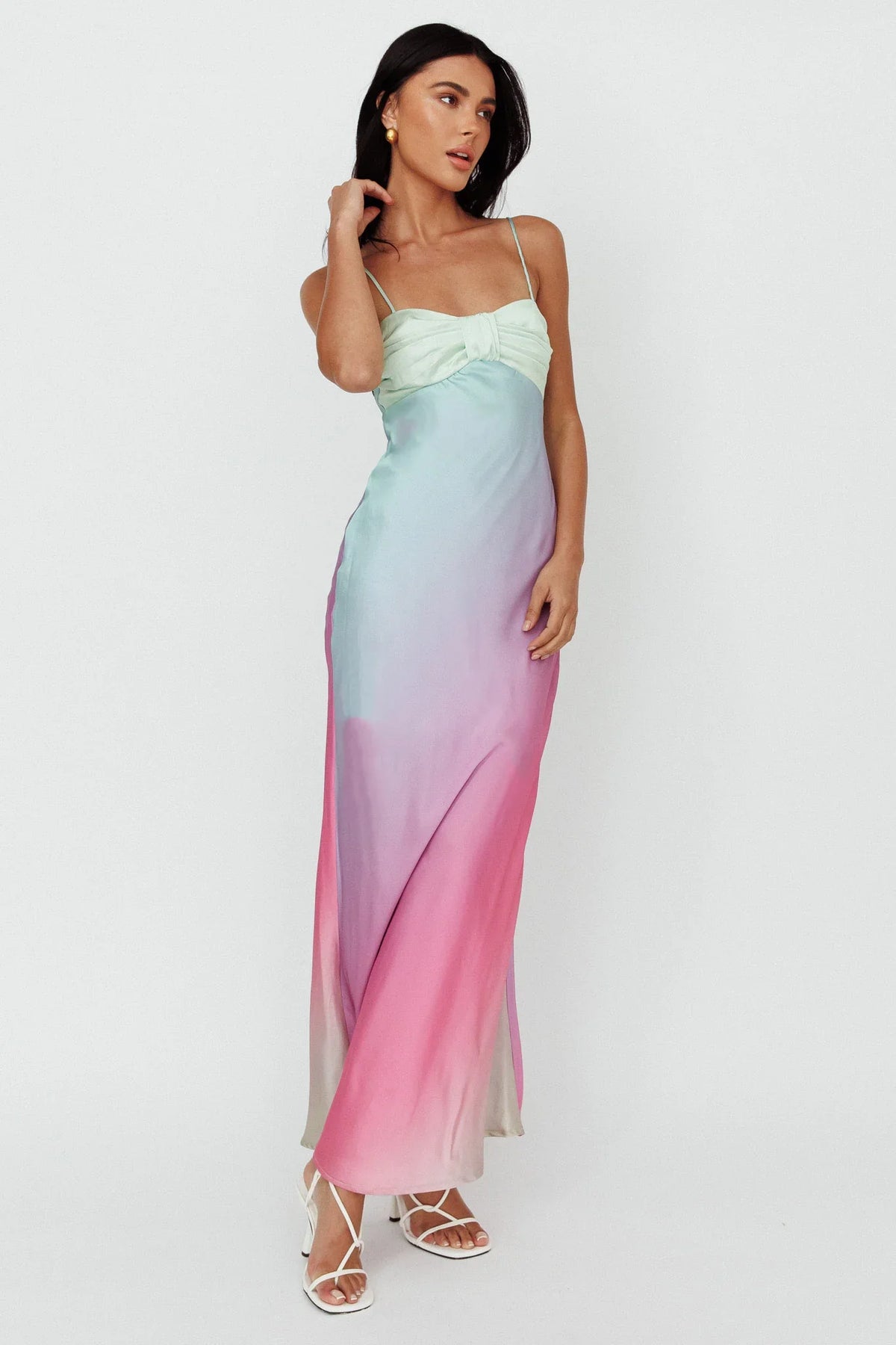 Siva Gathered Bust Midi Dress Ombre Multi