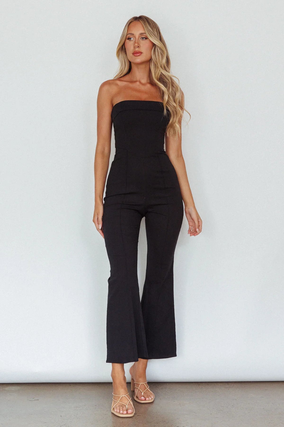 What's The Catch Strapless Jumpsuit Black