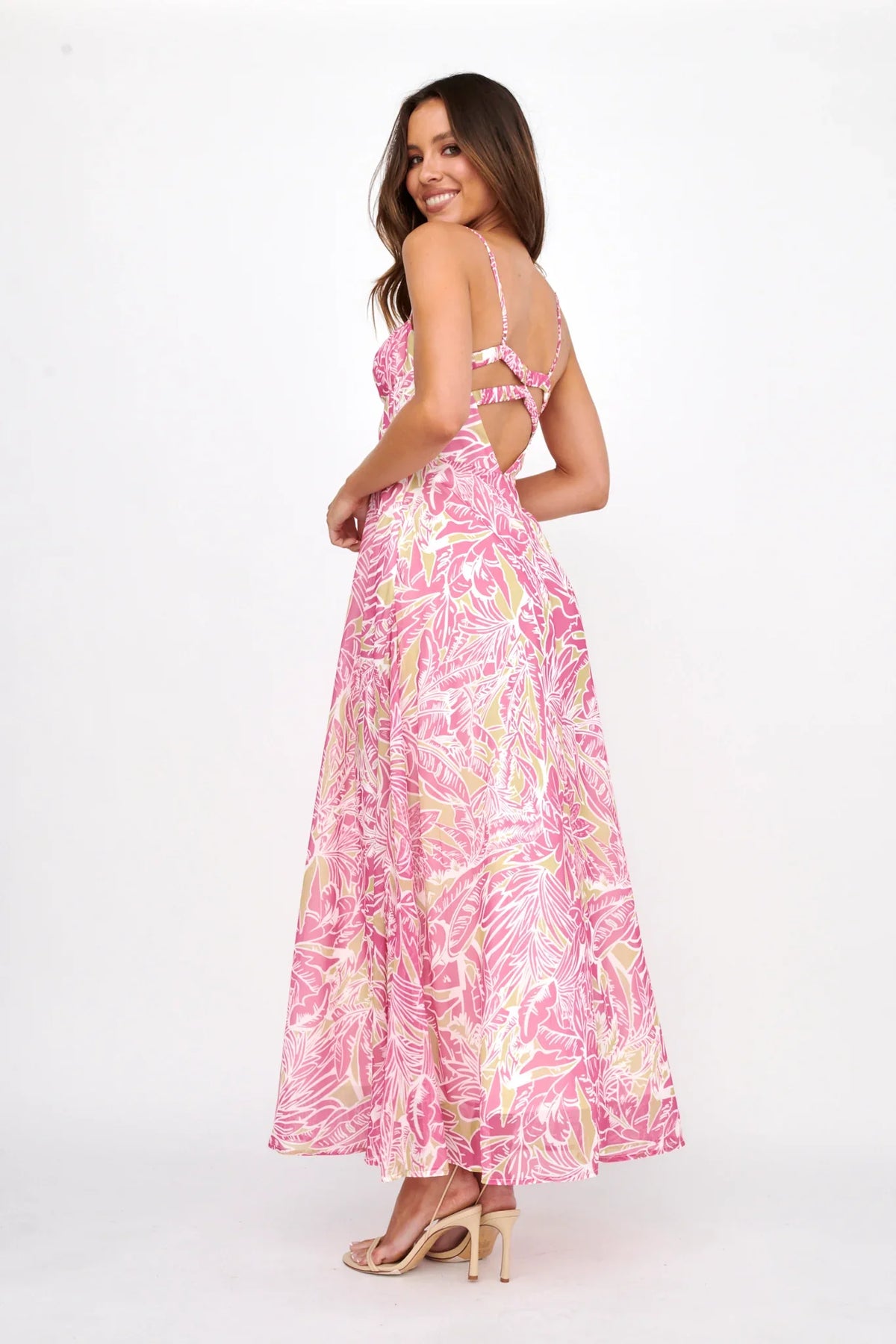 Kindred Love Gathered Bust Maxi Dress Pink