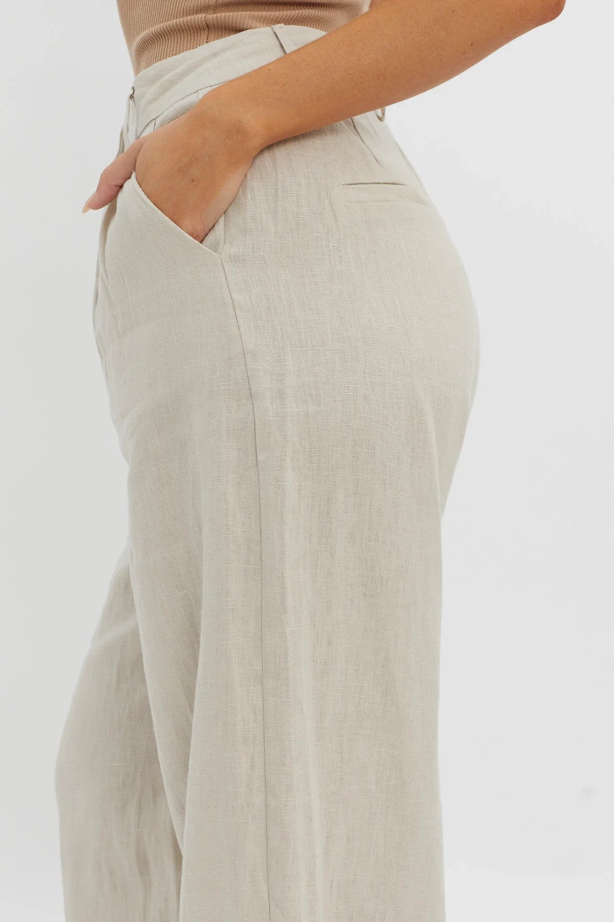 Dodie Straight Leg Trouser Pants Linen Oat