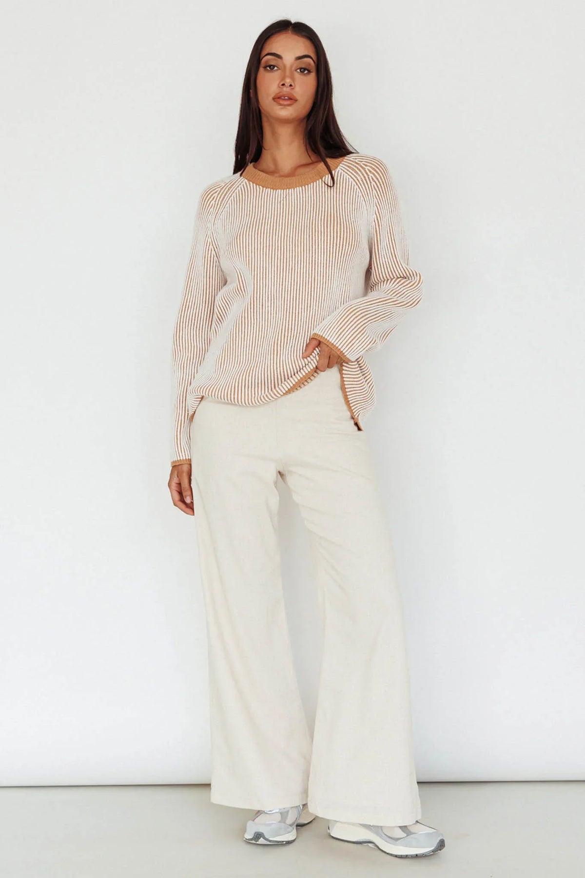 Trafalgur Ribbed Knit Sweater Camel