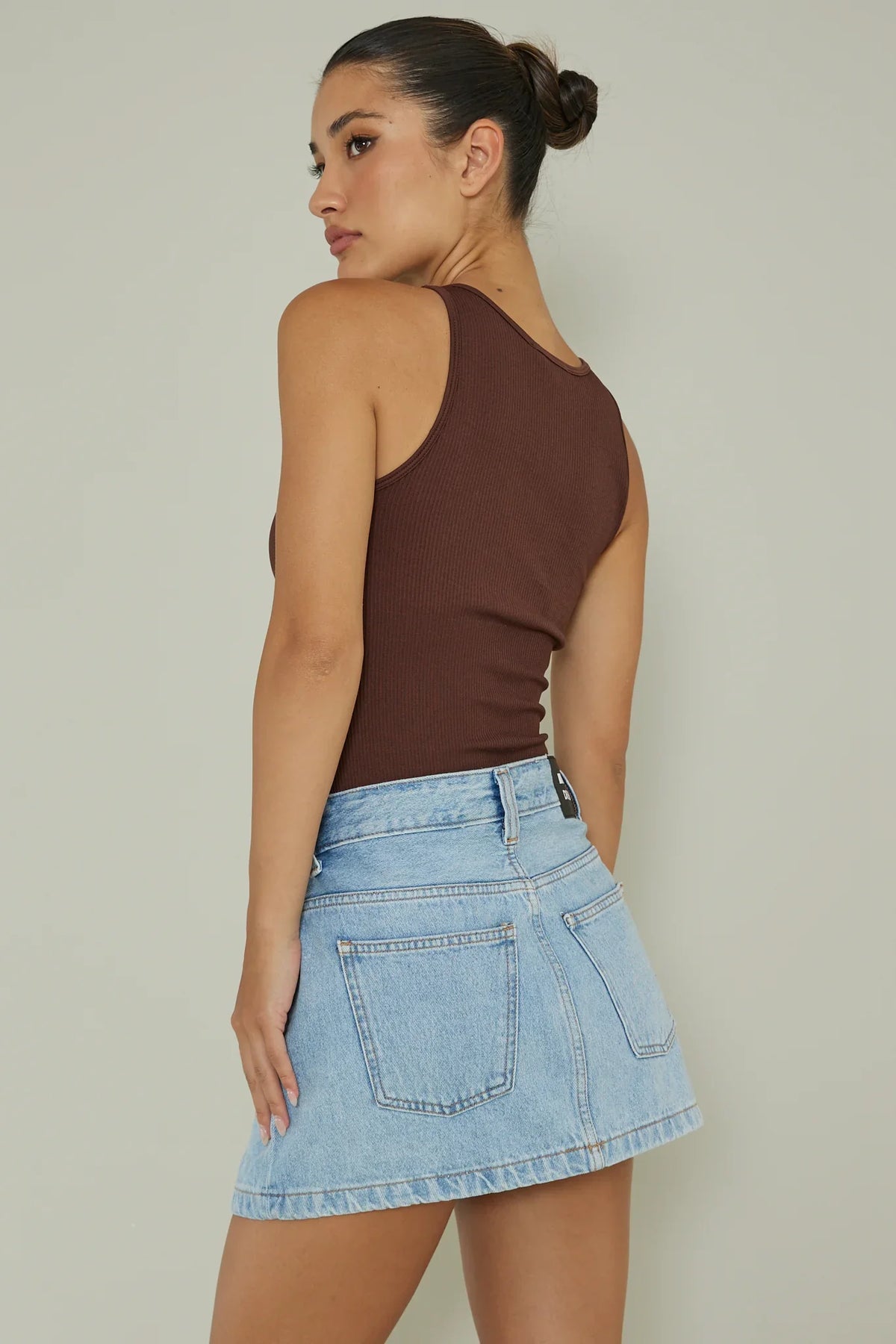 Attitude Ribbed Leotard Chocolate