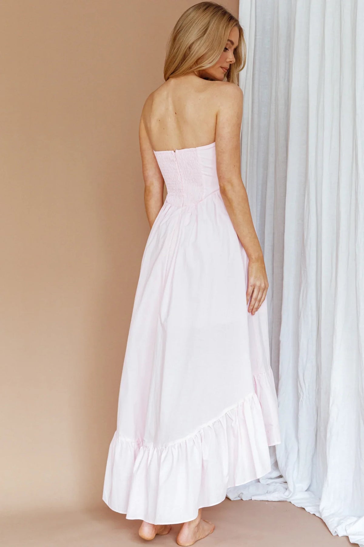 Sunday Mornings Ruched Bust Midi Dress Pink