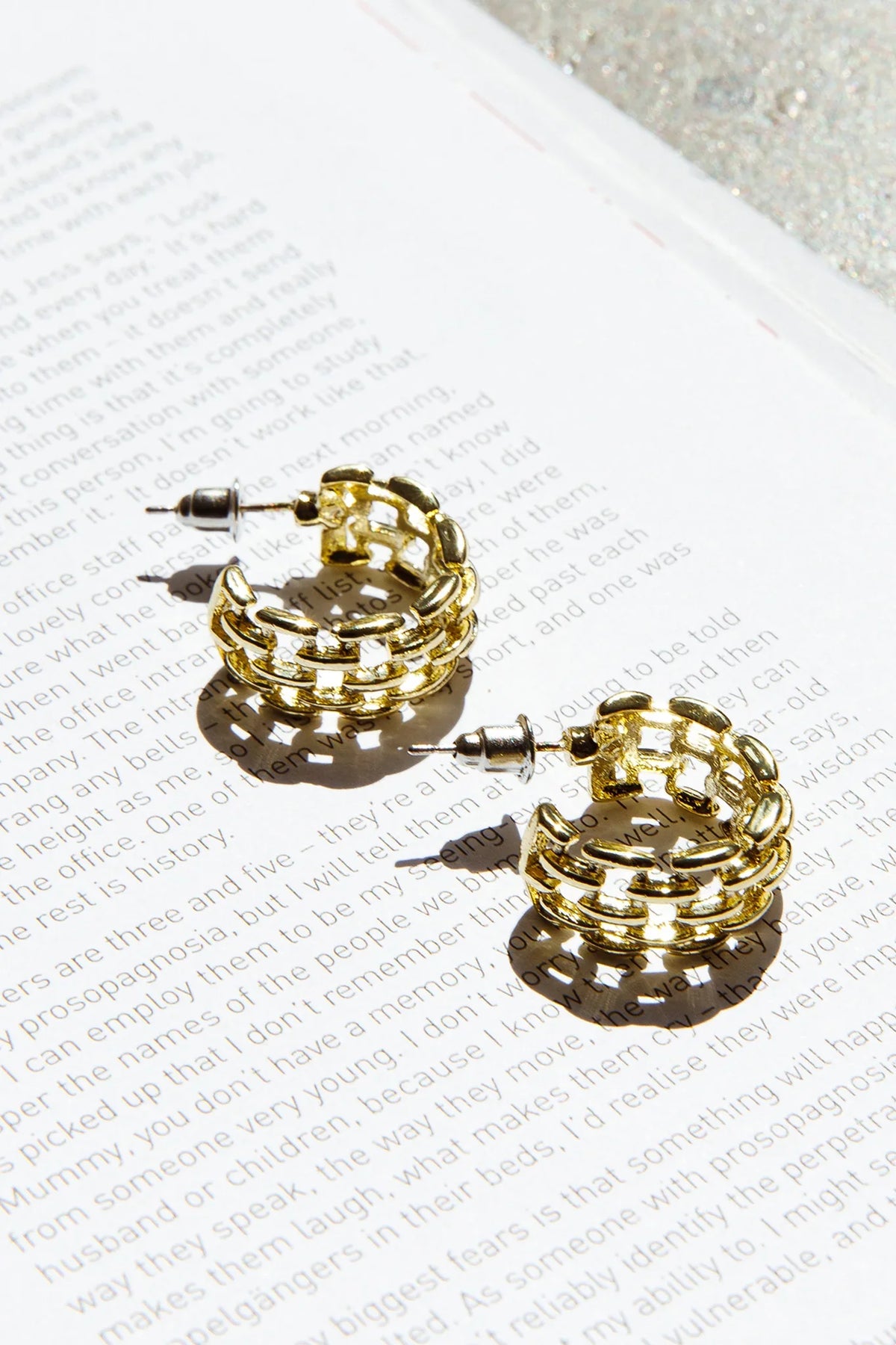 Vivienne Square Link Small Hoop Earrings Gold