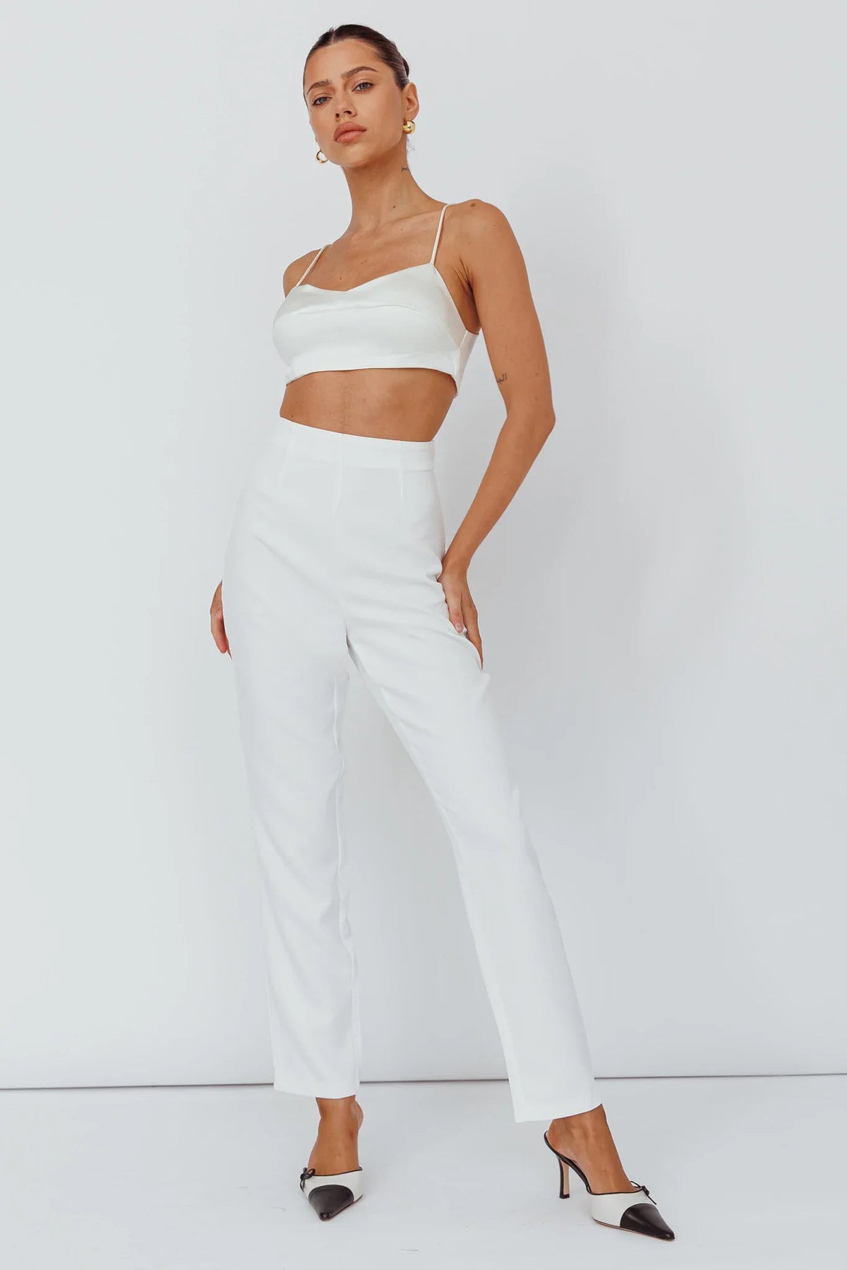 Moonlight Tango High Waist Pants White