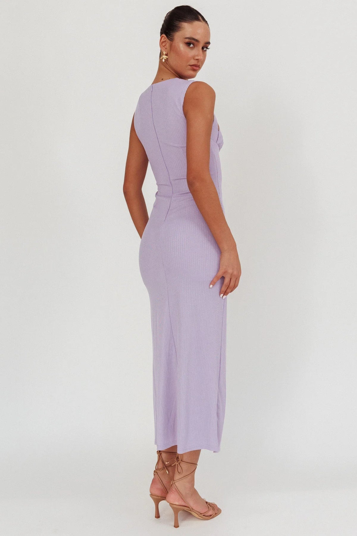 Daleela Asymmetric Neckline Maxi Dress Lilac