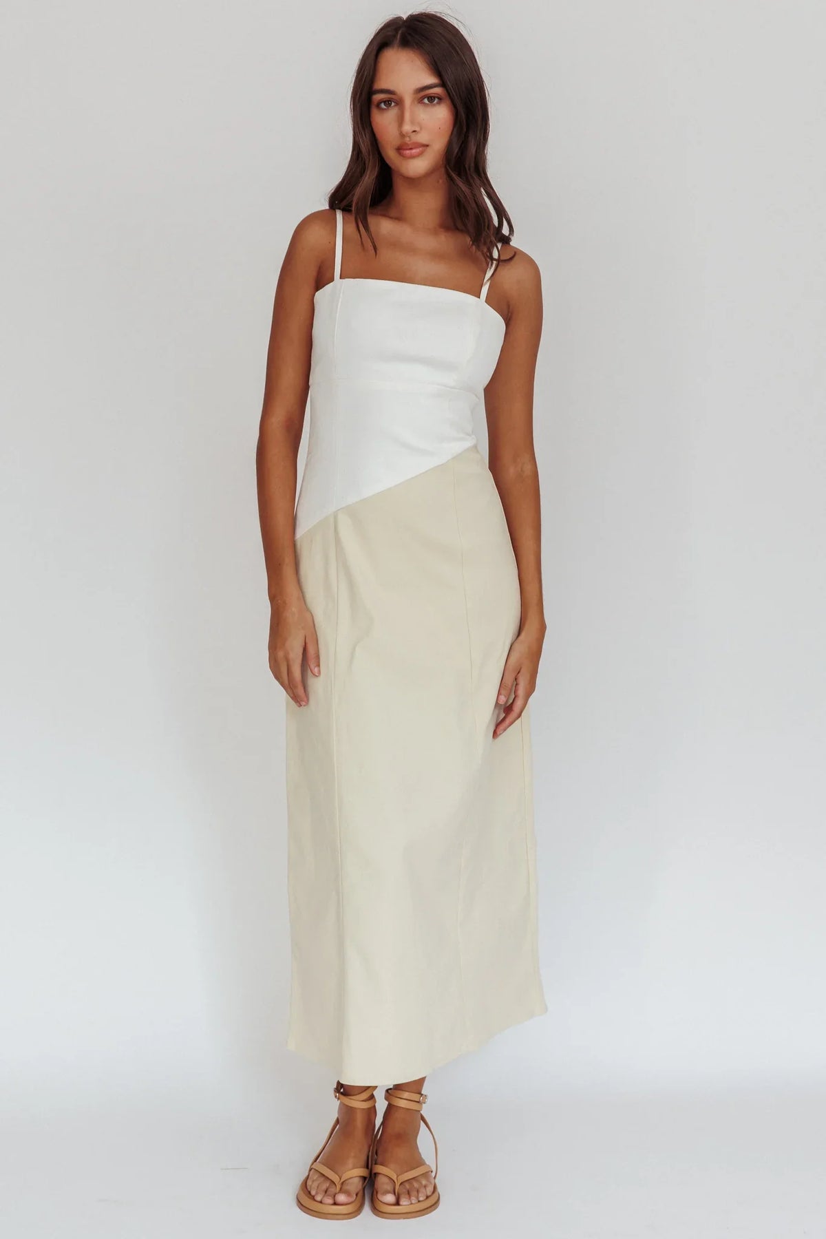 Irelia Contrast Maxi Dress White