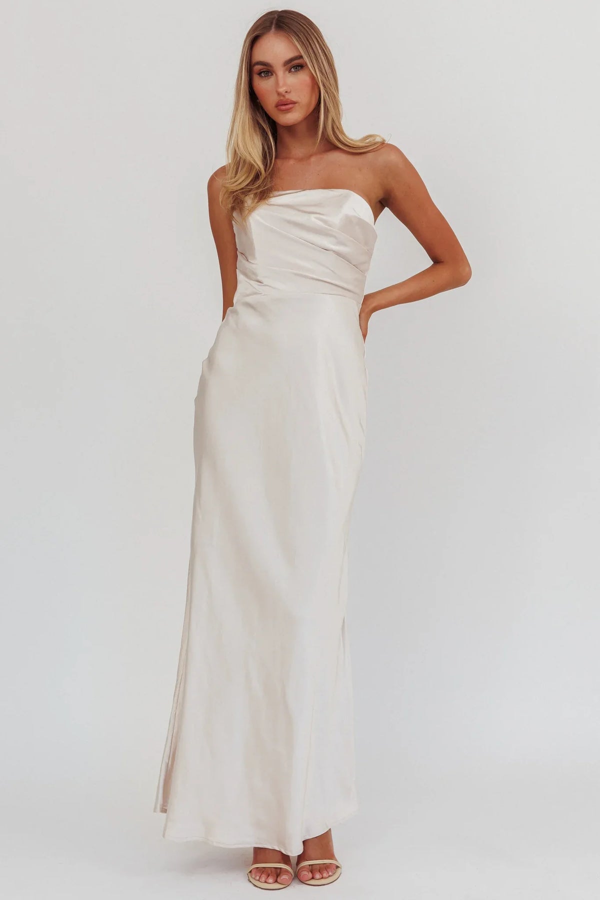 City Of Stars Strapless Maxi Dress Champagne