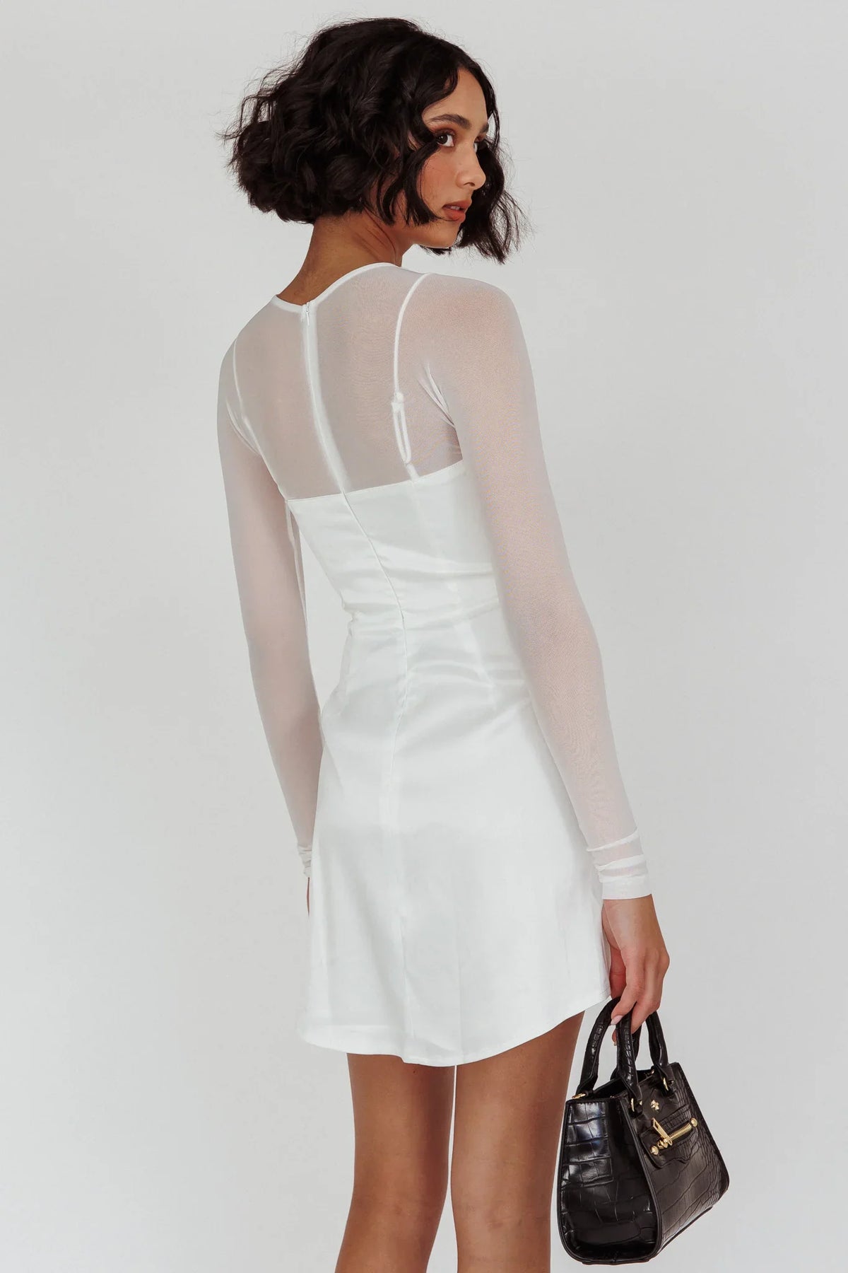 Moon Rising Faux Bolero Mini Dress White