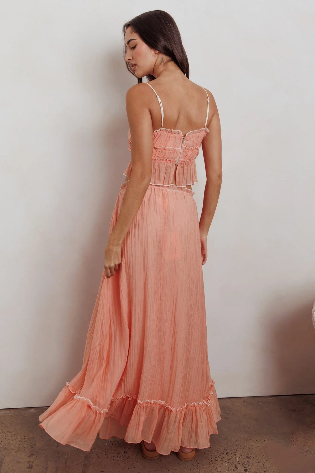 Maidens Tie Detail Overlock Maxi Skirt Apricot