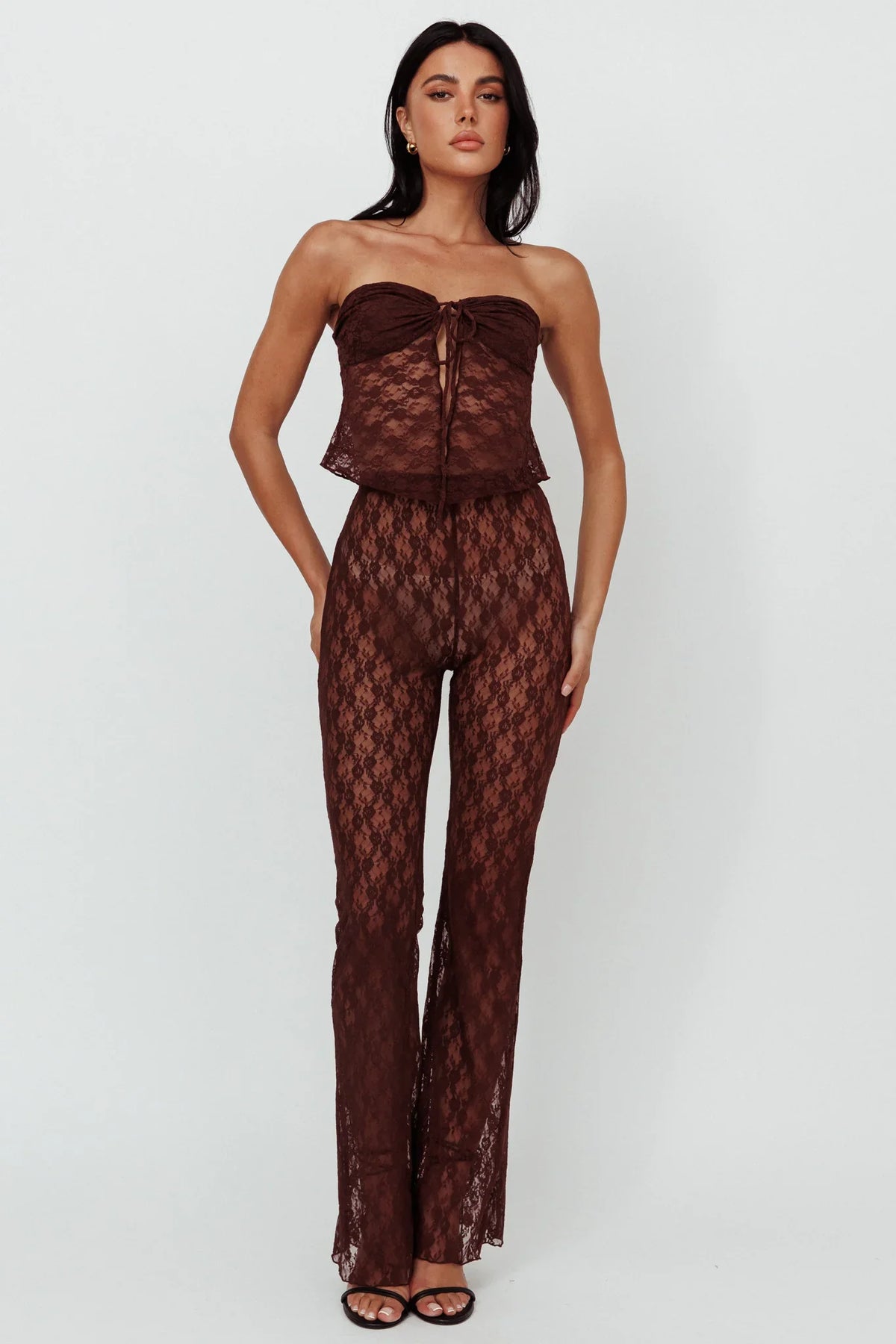 A La Mode Lace Pants Brown