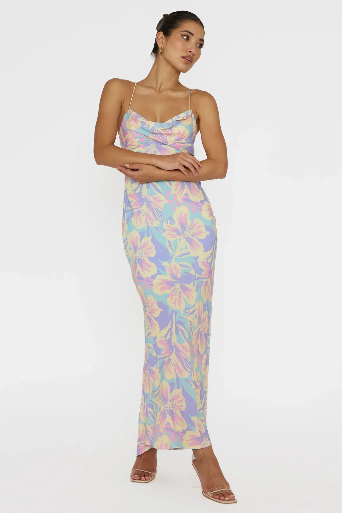 Libby Scoop Back Maxi Dress Floral Blue
