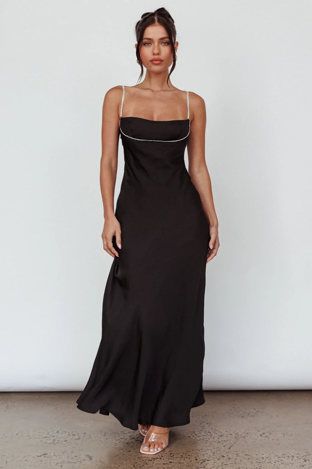 Linka Diamante Strap Maxi Dress Black