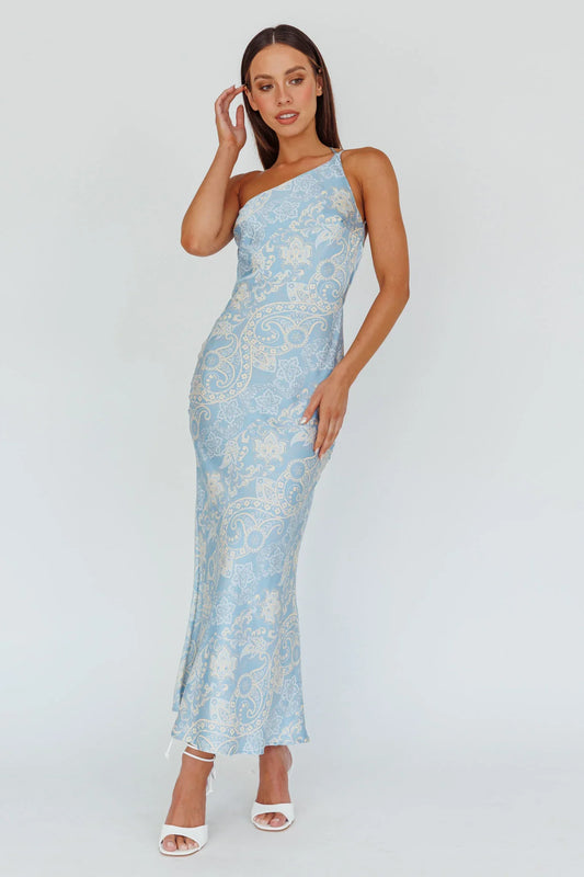Eloah One-Shoulder Maxi Dress Blue Multi