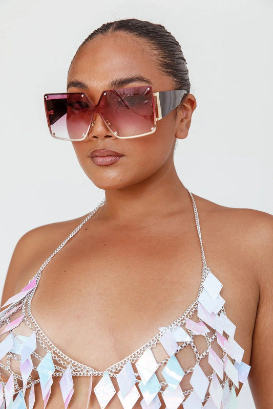 Fiery Square Frame Sunglasses Red