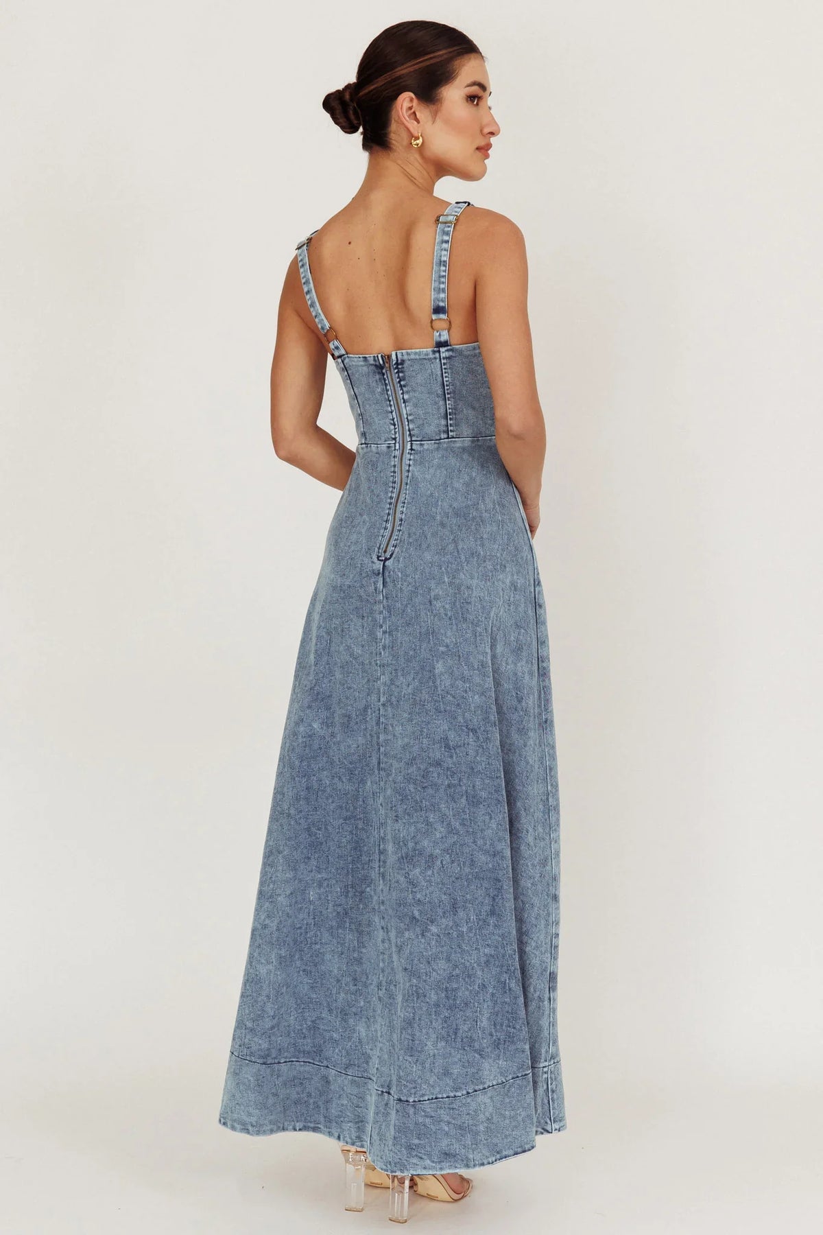 Talissa A-Line Maxi Denim Dress Blue