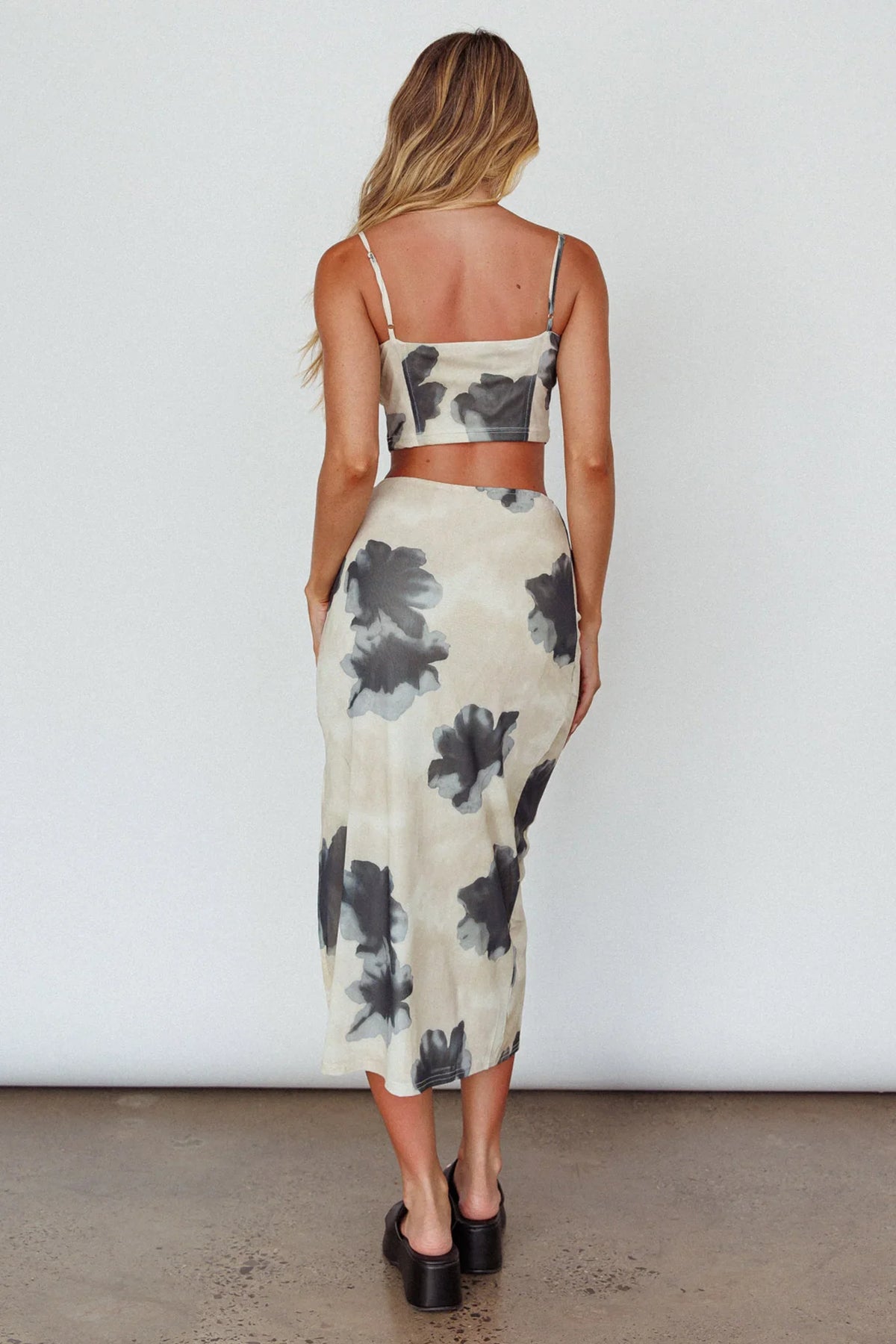 Miss You Midi Skirt Floral Cream