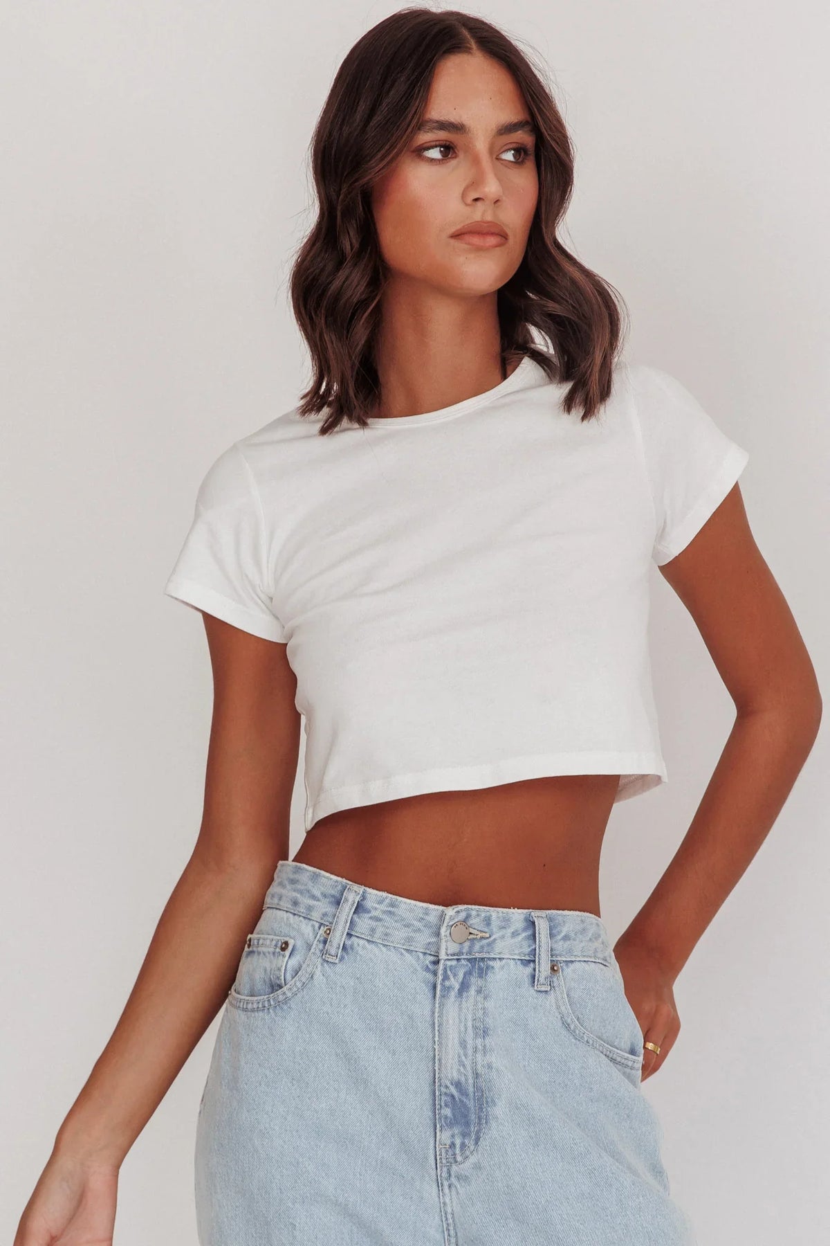 Olly Cropped Baby Tee White