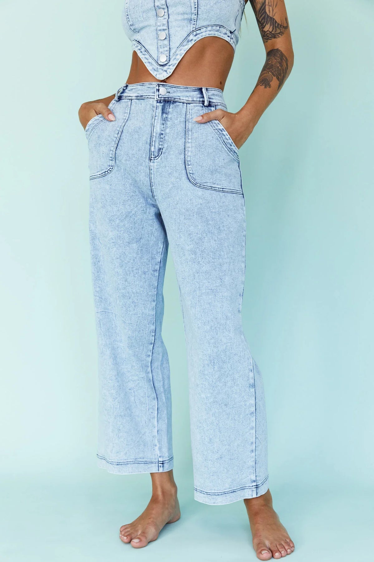 Uptown Wide Leg Pants Denim