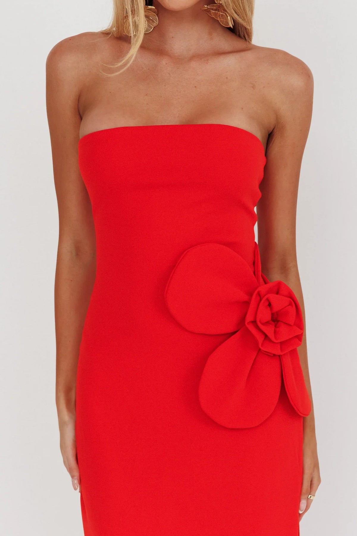 No Competition Oversized Flower Maxi Dress Red