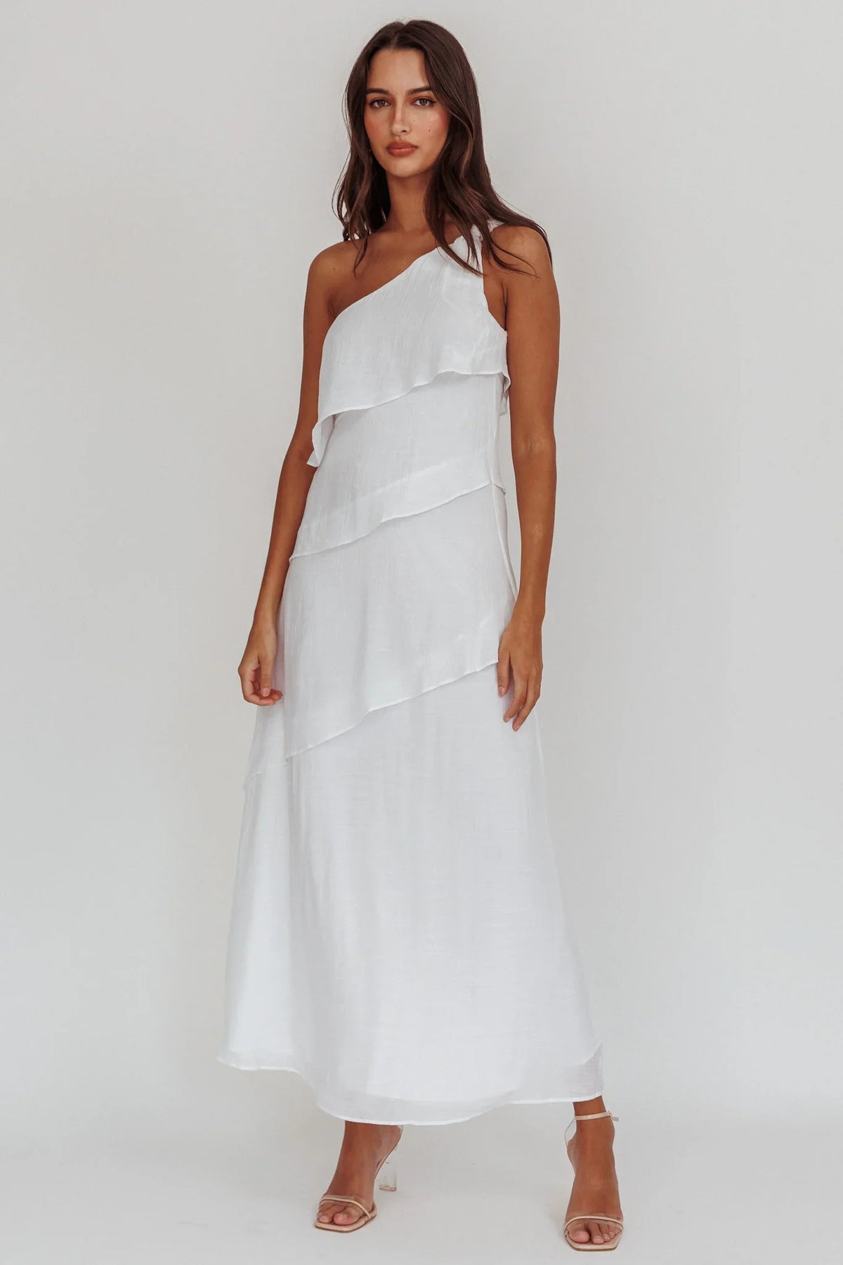 Delwyn One-Shoulder Maxi Dress White