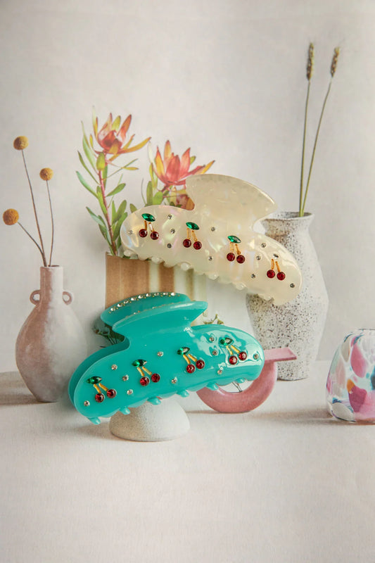 Cherry Pie Hair Clip Blue