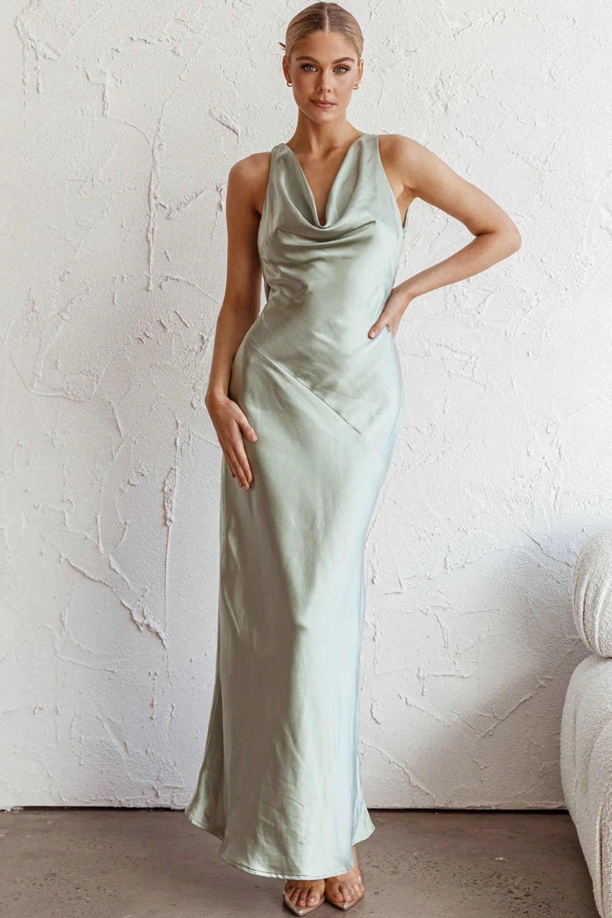 Cassiopeia Open Back Maxi Dress Pistachio