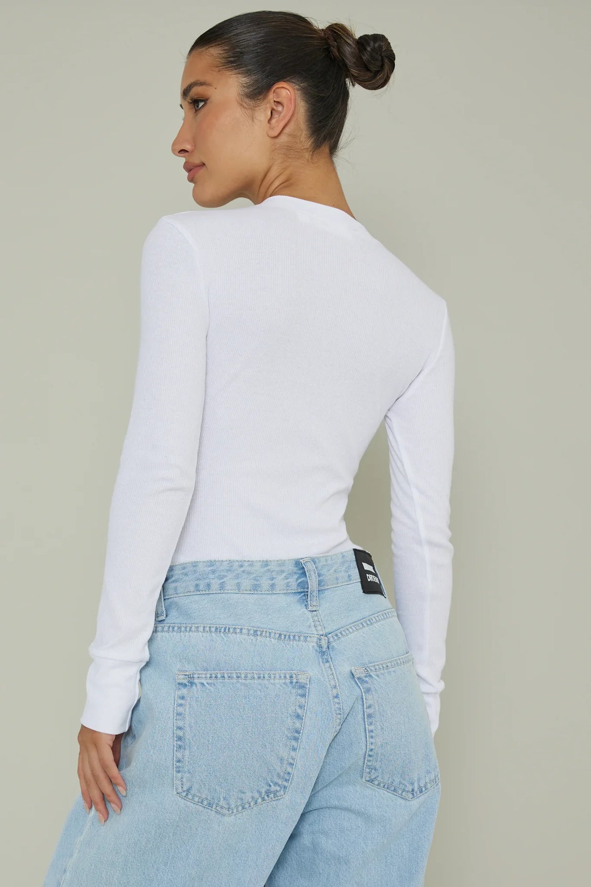 Henley Snap Front Bodysuit White