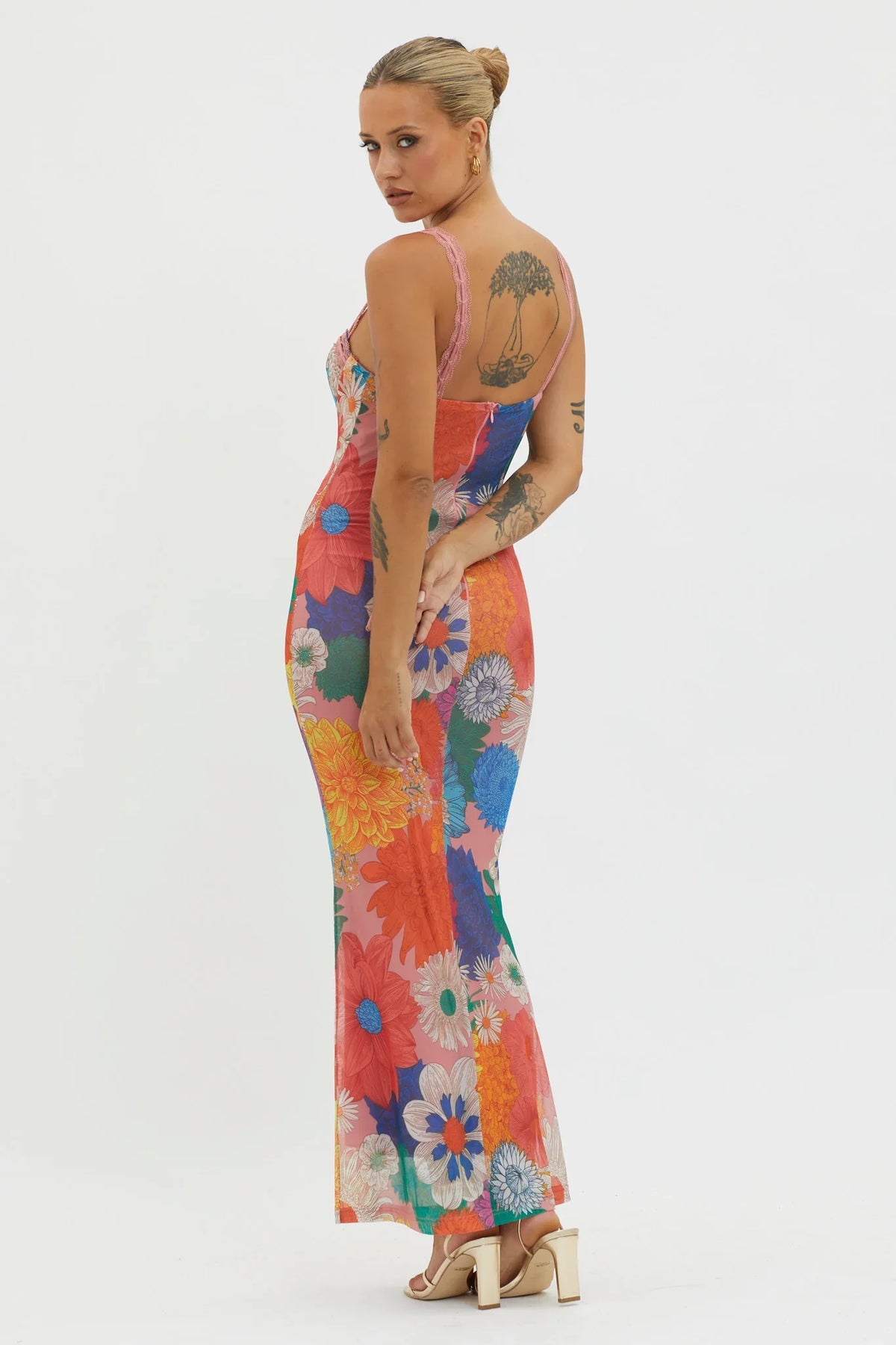 Girl Power Lace Strap Maxi Dress Orange