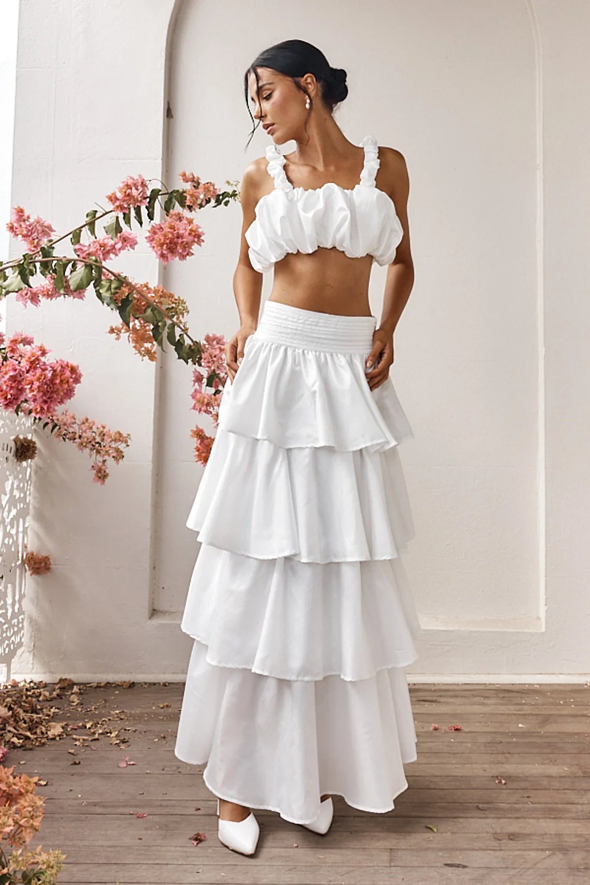 Sozo Bubble Crop Top Ivory
