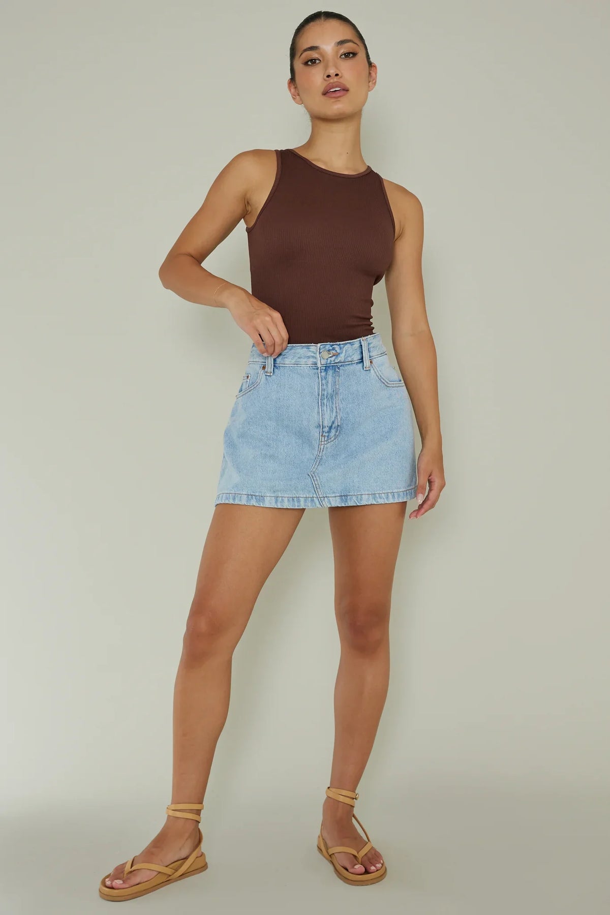 Attitude Ribbed Leotard Chocolate