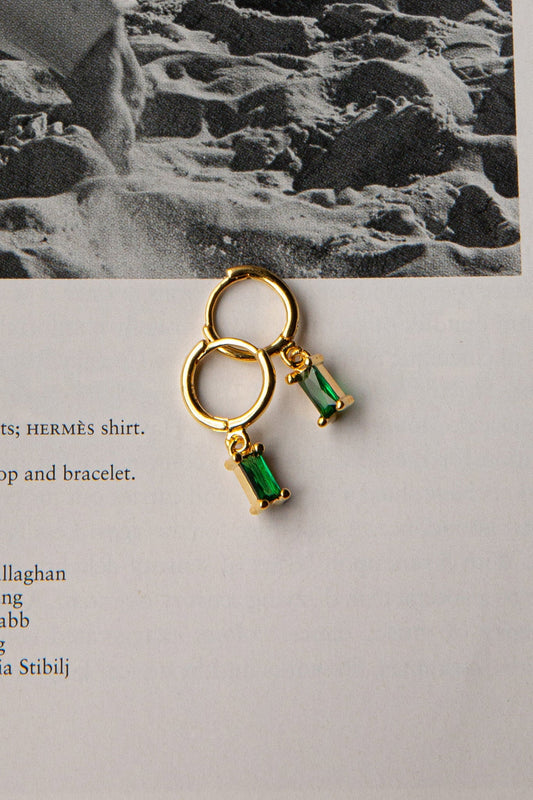 April Diamante Drop Hoop Earrings Teal