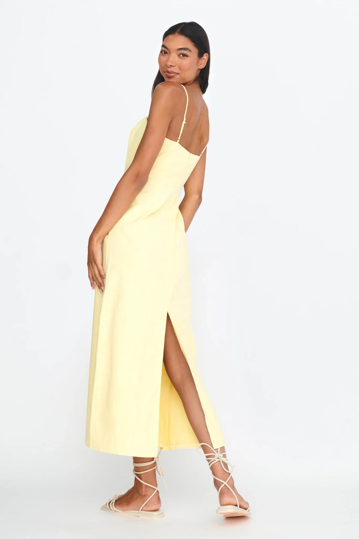 Light Hearted Square Neckline Maxi Dress Lemon