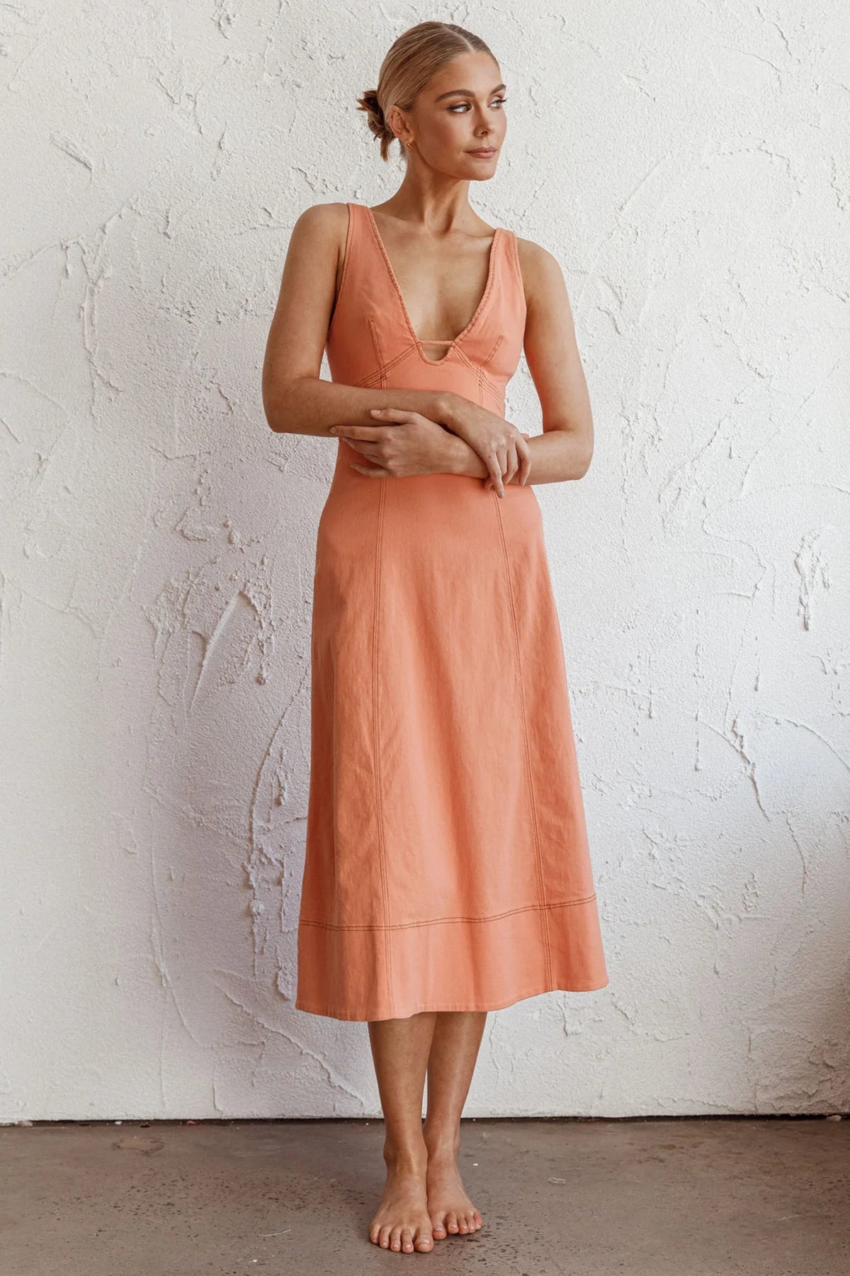 Elias Decorative Stitch Midi Dress Mango