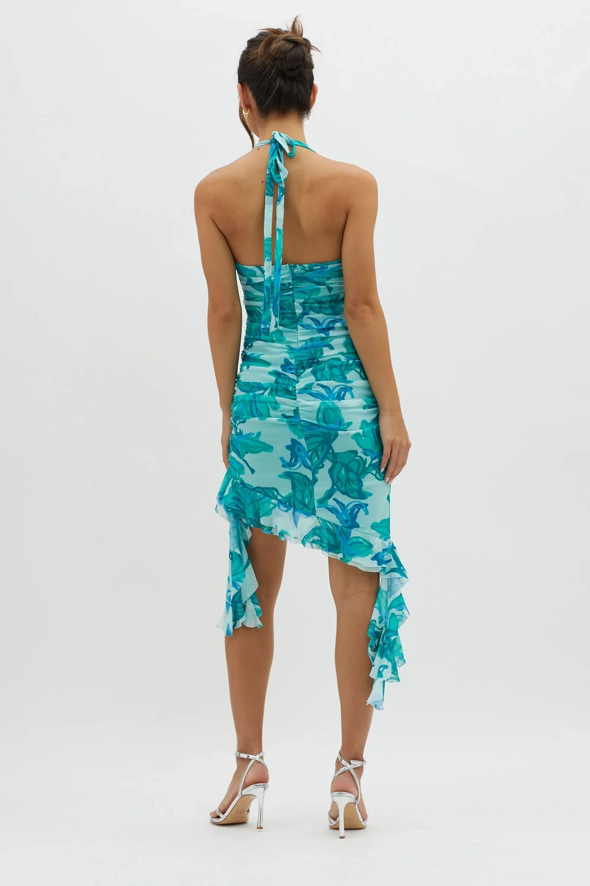Get It Started Halterneck Ruffle Mini Dress Green