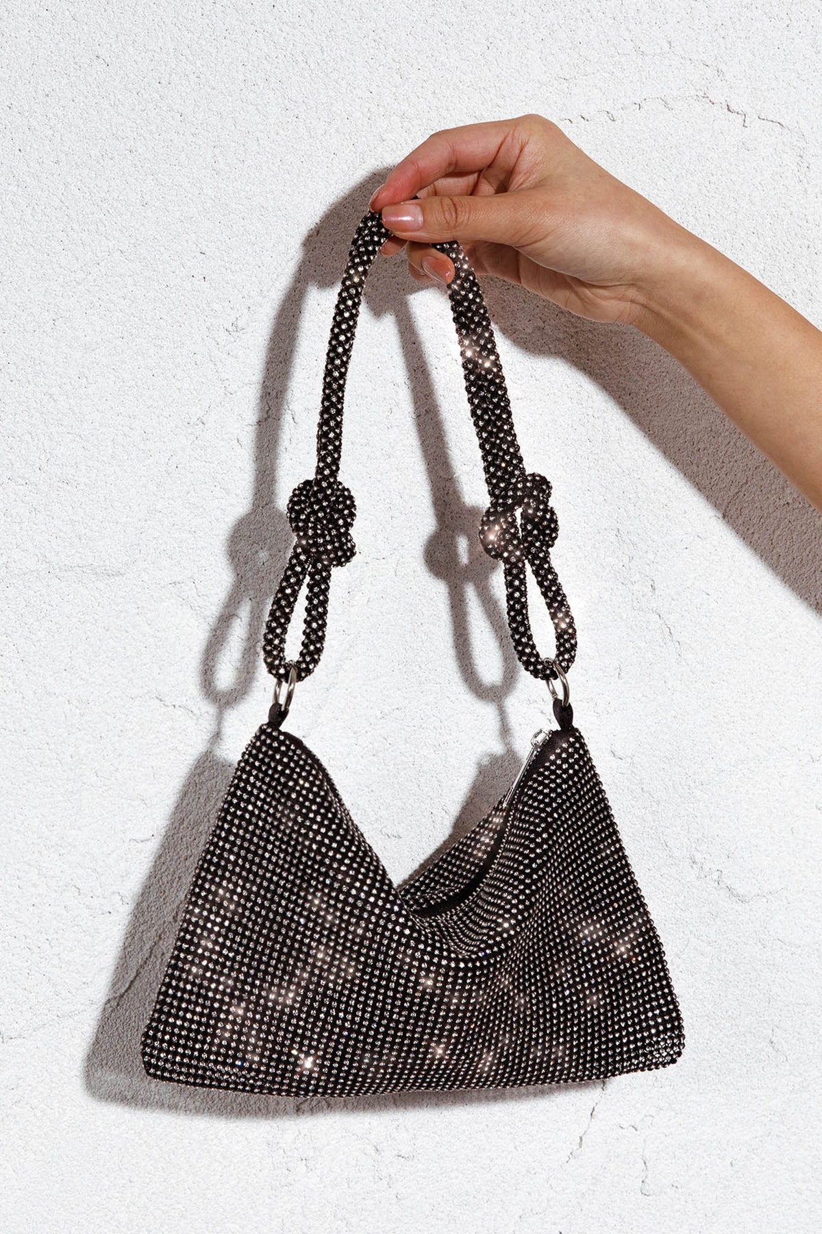 Harper Knot Strap Diamante Bag Black