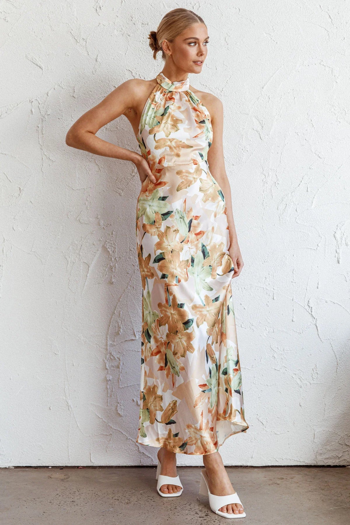 Shana Halterneck Maxi Dress Floral Yellow