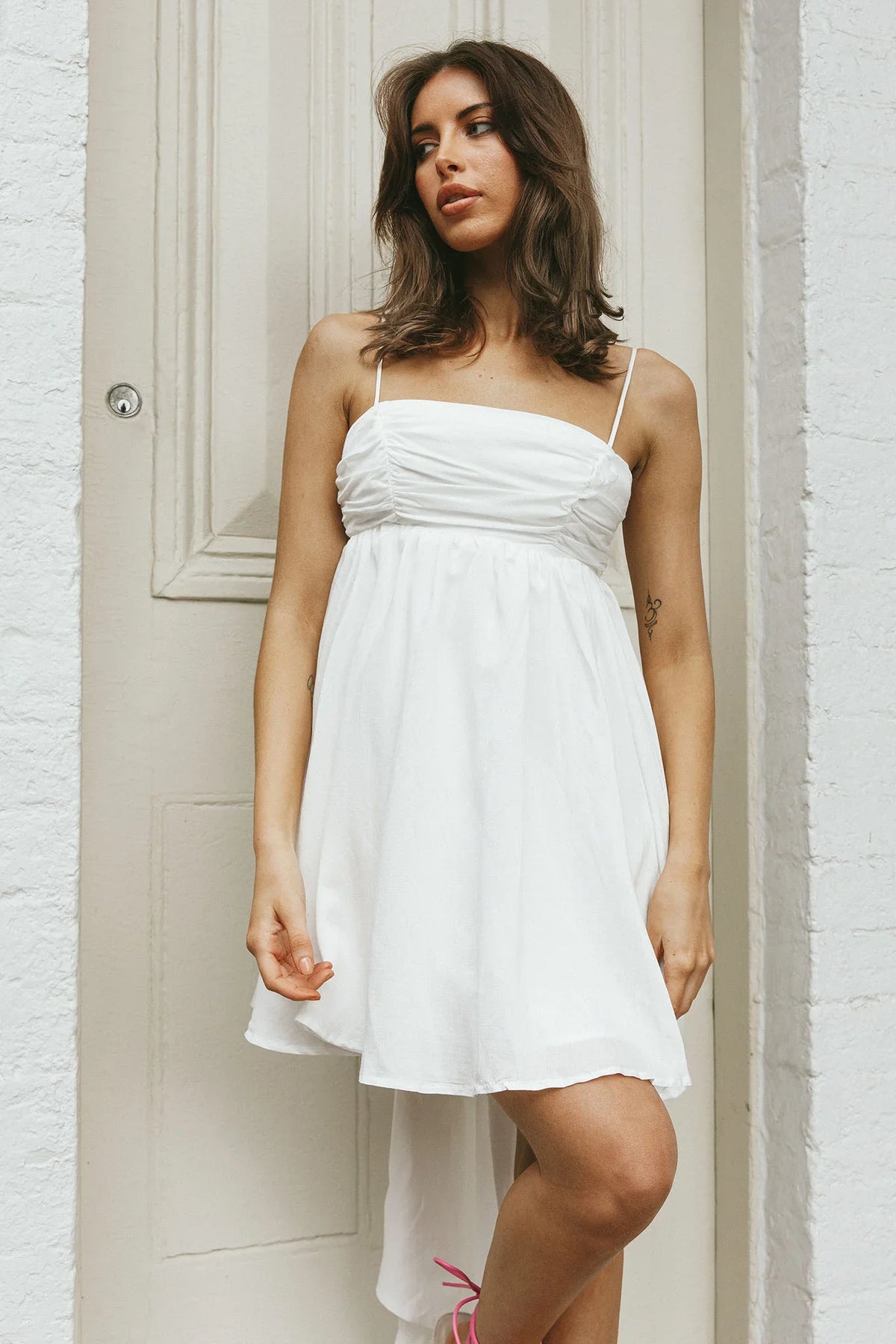 Zhen Bow Tie Back Mini Dress White