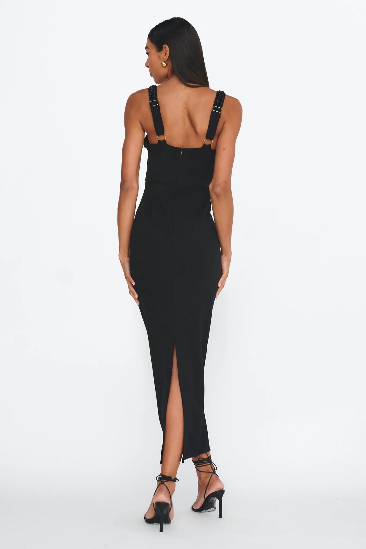 Emina Bead Trim Maxi Dress Black