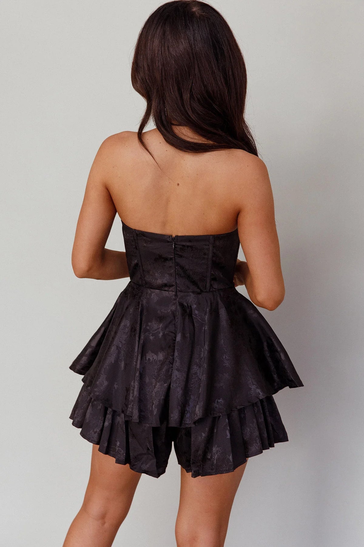 Paris Muse Gathered Bust Romper Black