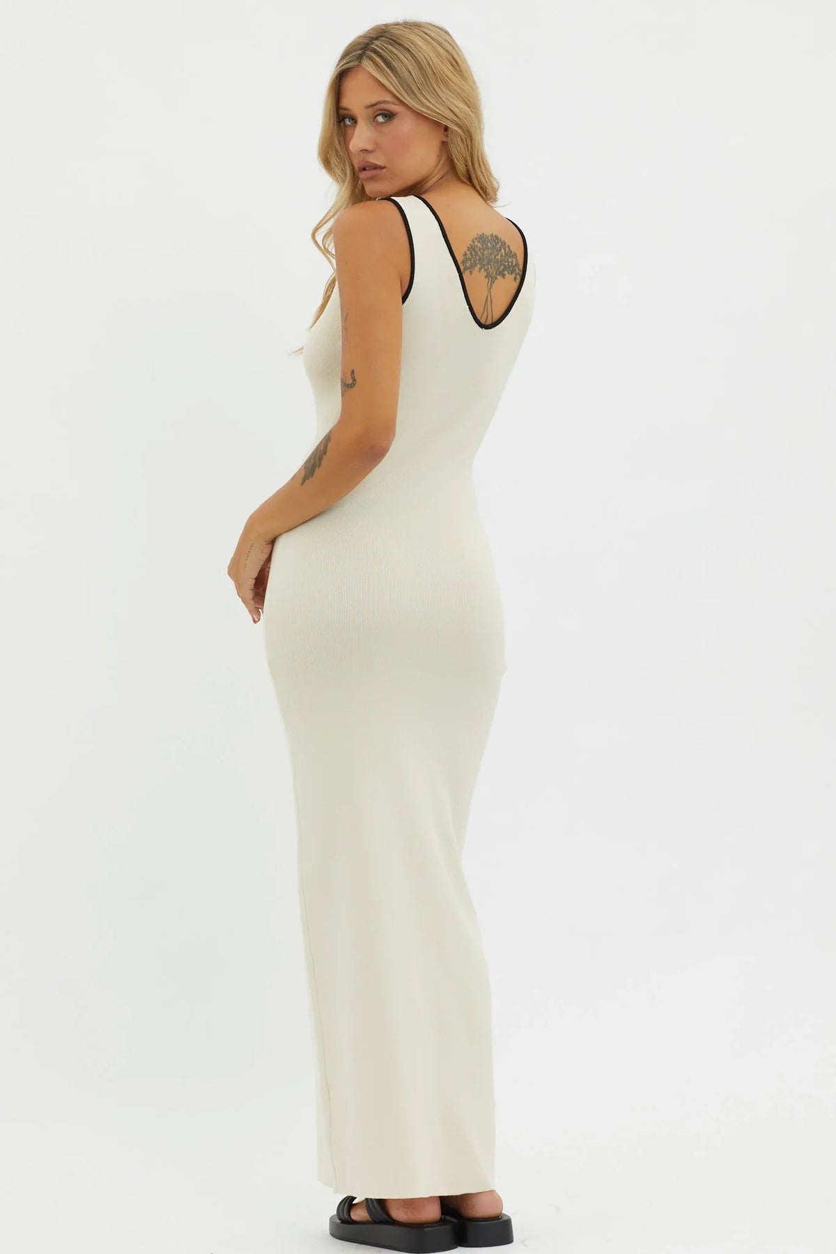 Karyssa Tied Bust Knit Maxi Dress Sand